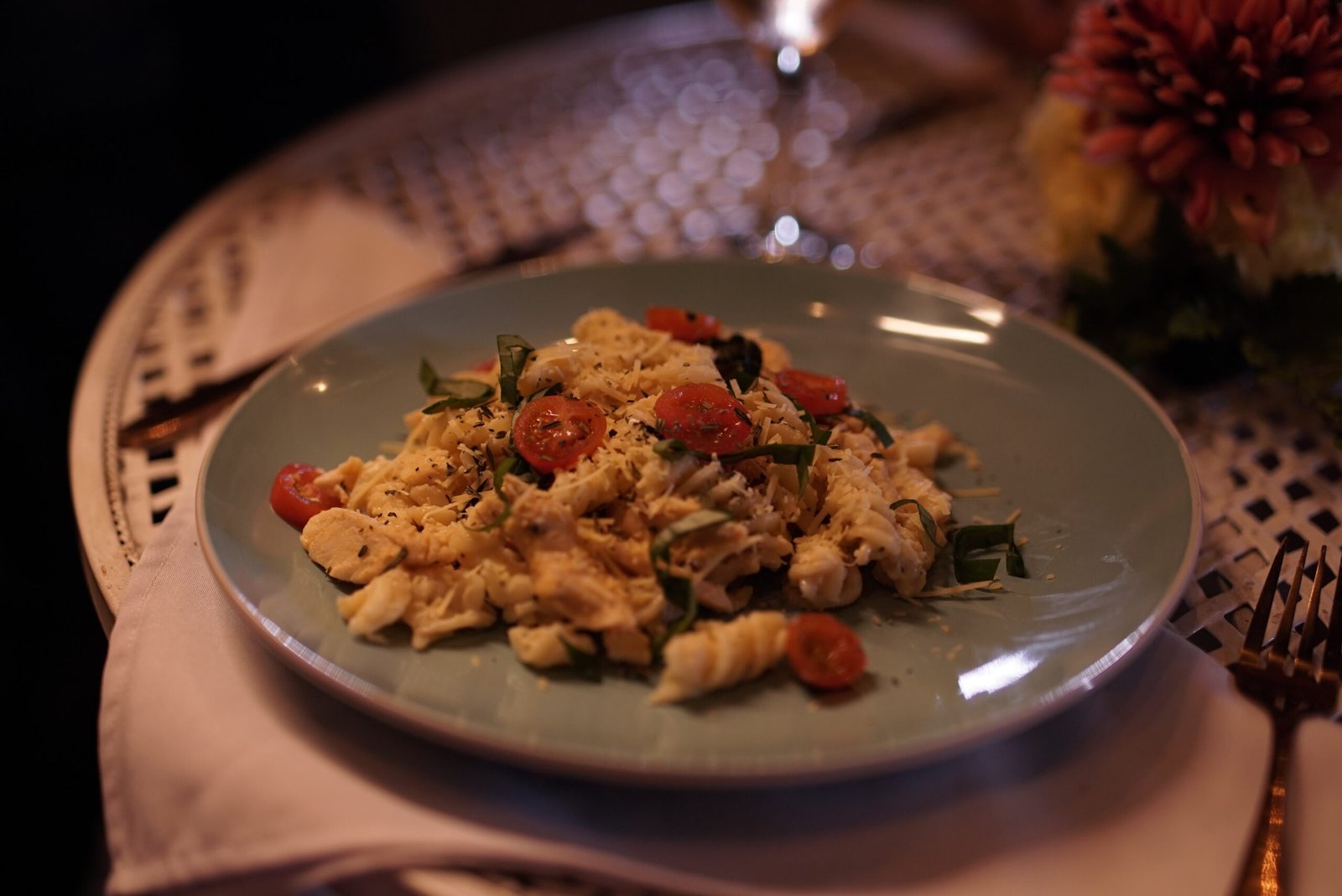 a plate of food sitting on top of a table